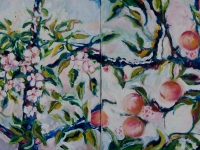 Espalier, 2016, oil, 2 panels, each 12" x 12"